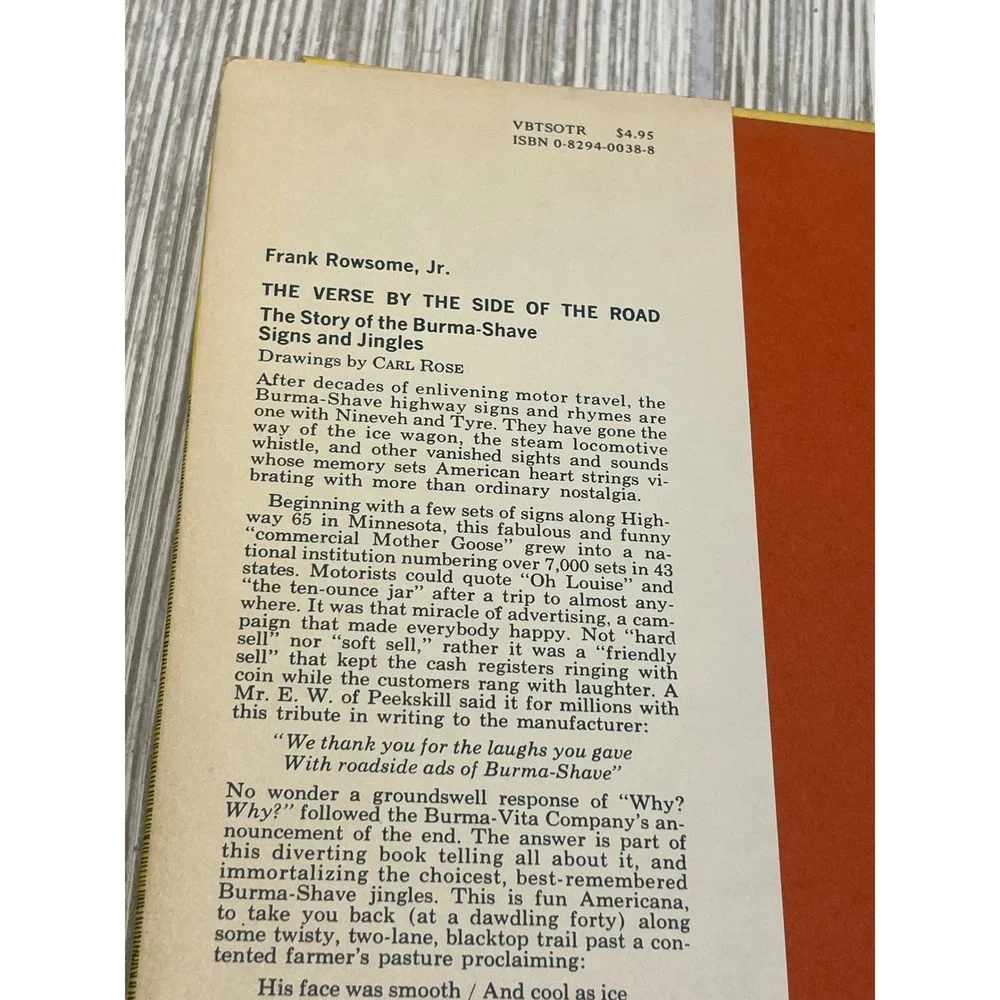 The Verse by the Side of the Road Burma-Shave Signs Jingles Frank Rowsome Jr